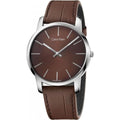  Shop Authentic Calvin Klein City Brown Dial Brown Leather Strap Watch for Men - K2G211GK - Luxxuri