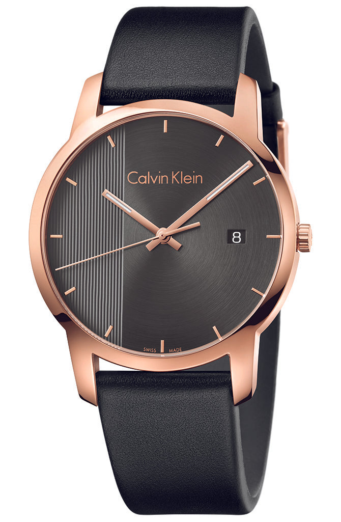  Shop Authentic Calvin Klein City Quartz Grey Dial Black Leather Strap Watch for Men - K2G2G6C3 - Luxxuri