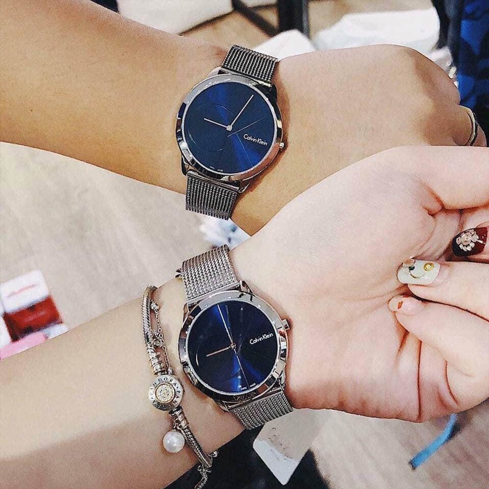  Shop Authentic Calvin Klein Minimal Blue Dial Silver Mesh Bracelet Watch for Women - K3M2212N - Luxxuri