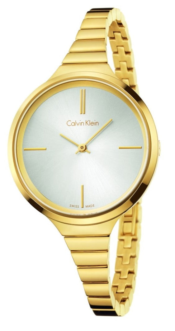  Shop Authentic Calvin Klein Lively White Dial Gold Steel Strap Watch for Women - K4U23526 - Luxxuri