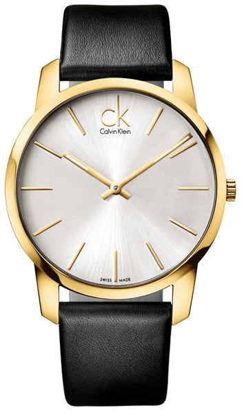  Shop Authentic Calvin Klein City Silver Dial Black Leather Strap Watch for Men - K2G21520 - Luxxuri