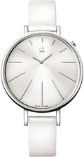 Shop Authentic Calvin Klein Equal White Dial White Leather Strap Watch for Women - K3E231L6 - Luxxuri
