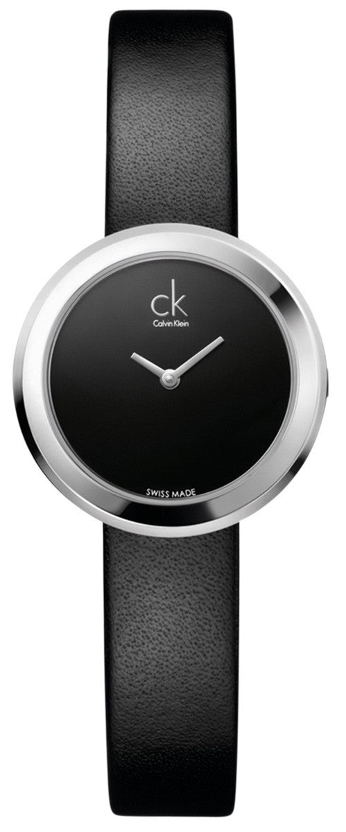  Shop Authentic Calvin Klein Firm Black Dial Black Leather Strap Watch for Women - K3N231C1 - Luxxuri
