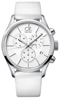  Shop Authentic Calvin Klein Masculine Chronograph White Dial White Leather Strap Watch for Men - K2H27101 - Luxxuri