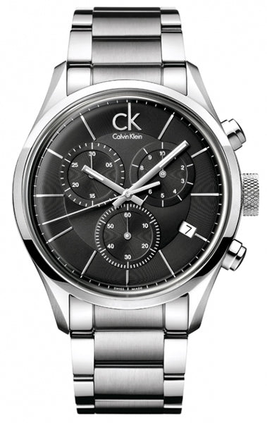  Shop Authentic Calvin Klein Masculine Chronograph Black Dial Silver Steel Strap Watch for Men - K2H27104 - Luxxuri