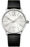  Shop Authentic Calvin Klein Post Minimal Silver Dial Black Leather Strap Watch for Men - K7621192 - Luxxuri