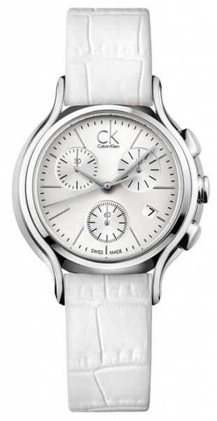  Shop Authentic Calvin Klein Skirt White Dial White Leather Strap Watch for Women - K2U291L6 - Luxxuri