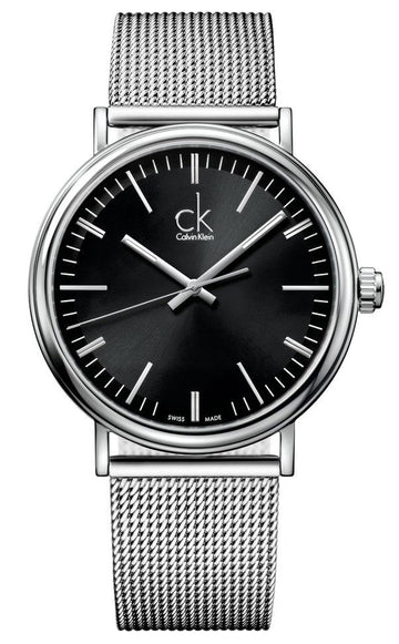  Shop Authentic Calvin Klein Surround Black Dial Silver Mesh Bracelet Watch for Men - K3W21121 - Luxxuri