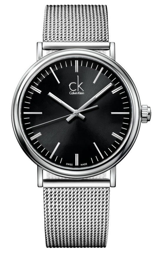  Shop Authentic Calvin Klein Surround Black Dial Silver Mesh Bracelet Watch for Men - K3W21121 - Luxxuri