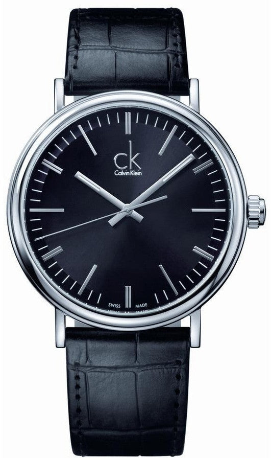  Shop Authentic Calvin Klein Surround Black Dial Black Leather Strap Watch for Men - K3W211C1 - Luxxuri