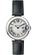  Shop Authentic Cartier Ballon Bleu Silver Dial Black Leather Strap Watch for Women - W69018Z4 - Luxxuri