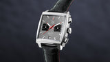  Shop Authentic Tag Heuer Monaco Calibre 12 Final Edition Chronograph Grey Dial Black Leather Strap Watch for Men - CAW211J.FC6476 - Luxxuri
