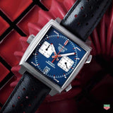  Shop Authentic Tag Heuer Monaco Automatic Chronograph Blue Dial Black Leather Strap Watch for Men - CAW211P.FC6356 - Luxxuri