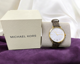  Shop Authentic Michael Kors Addyson Three-Hand Silver Dial Brown Leather Strap Watch for Women - MK2945 - Luxxuri