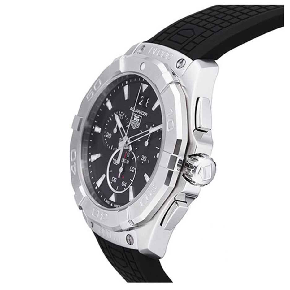 Tag Heuer Aquaracer Chronograph Black Dial Black Rubber Strap Watch for Men - CAY1110.FT6041