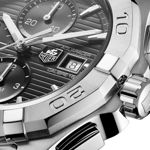  Shop Authentic Tag Heuer Aquaracer Automatic Chronograph Black Dial Silver Steel Strap Watch for Men - CAY2110.BA0927 - Luxxuri