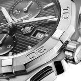  Shop Authentic Tag Heuer Aquaracer Automatic Chronograph Black Dial Silver Steel Strap Watch for Men - CAY2110.BA0927 - Luxxuri