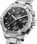  Shop Authentic Tag Heuer Aquaracer Automatic Chronograph Black Dial Silver Steel Strap Watch for Men - CAY2110.BA0927 - Luxxuri