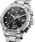  Shop Authentic Tag Heuer Aquaracer Automatic Chronograph Black Dial Silver Steel Strap Watch for Men - CAY2110.BA0927 - Luxxuri