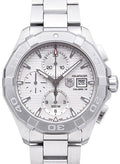  Shop Authentic Tag Heuer Aquaracer Caliber 16 Automatic Chronograph White Dial Silver Steel Strap Watch for Men - CAY2111.BA0927 - Luxxuri