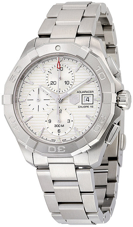  Shop Authentic Tag Heuer Aquaracer Caliber 16 Automatic Chronograph White Dial Silver Steel Strap Watch for Men - CAY2111.BA0927 - Luxxuri