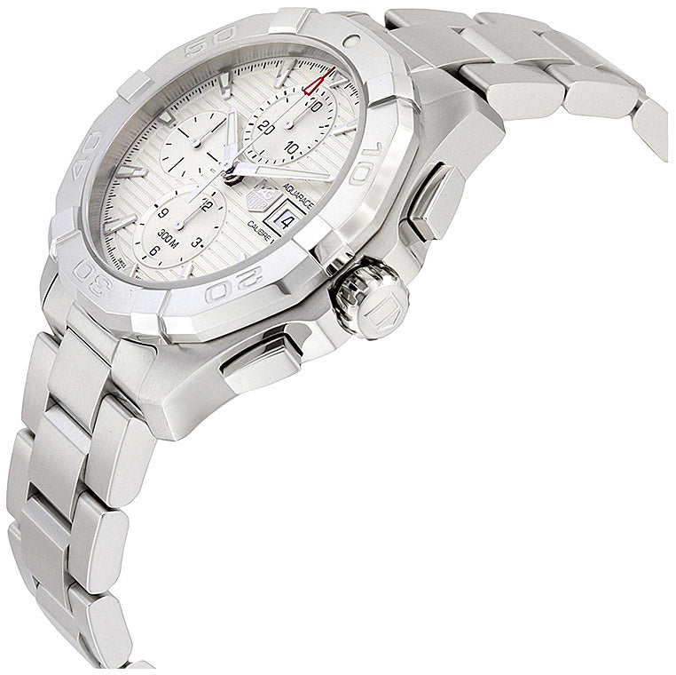  Shop Authentic Tag Heuer Aquaracer Caliber 16 Automatic Chronograph White Dial Silver Steel Strap Watch for Men - CAY2111.BA0927 - Luxxuri