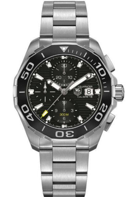  Shop Authentic Tag Heuer Aquaracer Calibre 16 Day-Date Black Dial Silver Steel Strap Watch for Men - CAY211A.BA0927 - Luxxuri
