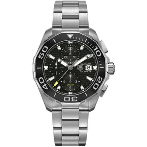  Shop Authentic Tag Heuer Aquaracer Calibre 16 Day-Date Black Dial Silver Steel Strap Watch for Men - CAY211A.BA0927 - Luxxuri