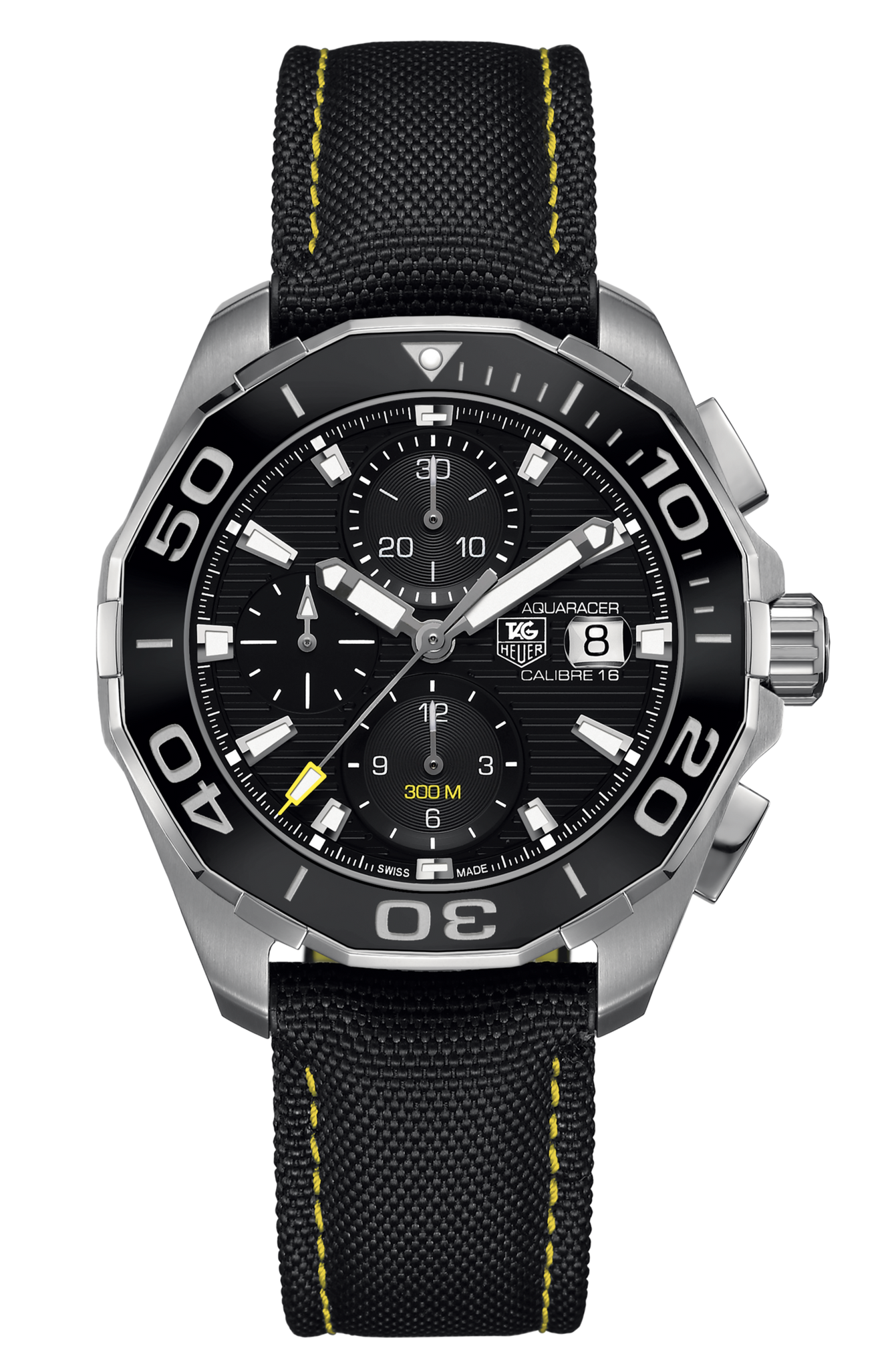 Tag Heuer Aquaracer Automatic Chronograph Black Dial Black Nylon Strap Watch for Men - CAY211A.FC6361