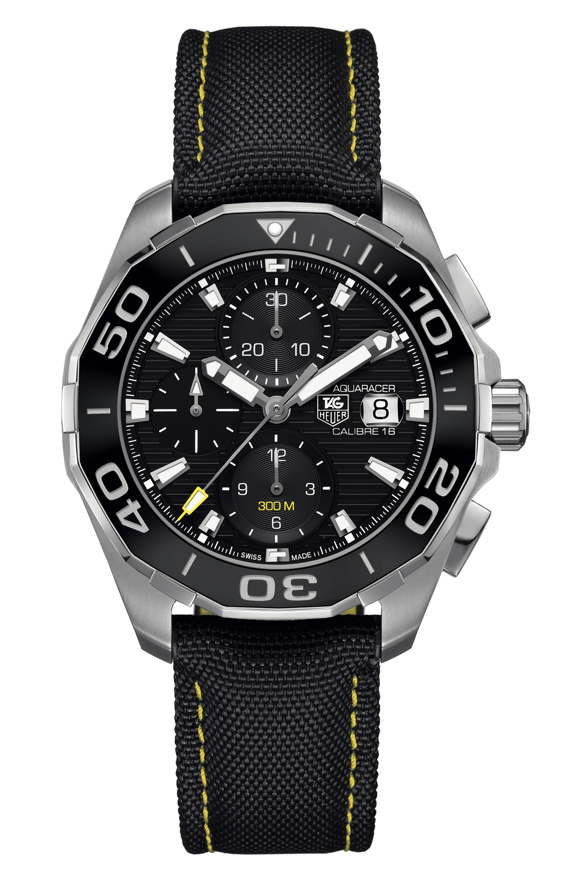 Tag Heuer Aquaracer Automatic Chronograph Black Dial Black Nylon Strap Watch for Men - CAY211A.FC6361