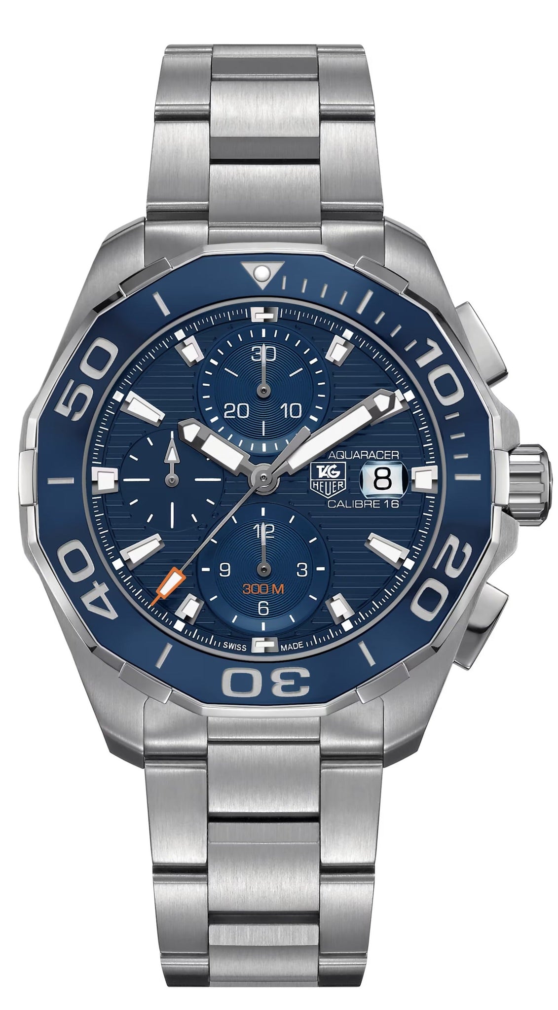  Shop Authentic Tag Heuer Aquaracer Calibre 16 43mm Blue Dial Silver Steel Strap Watch for Men - CAY211B.BA0927 - Luxxuri