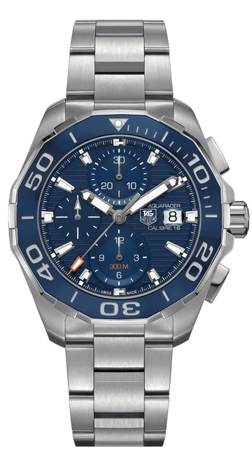  Shop Authentic Tag Heuer Aquaracer Calibre 16 43mm Blue Dial Silver Steel Strap Watch for Men - CAY211B.BA0927 - Luxxuri