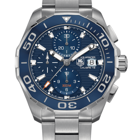  Shop Authentic Tag Heuer Aquaracer Calibre 16 43mm Blue Dial Silver Steel Strap Watch for Men - CAY211B.BA0927 - Luxxuri
