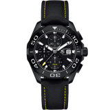 Shop Authentic Tag Heuer Aquaracer Chronograph PVD Black Dial Black Nylon Strap Watch for Men - CAY218A.FC6361 - Luxxuri