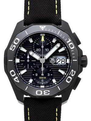  Shop Authentic Tag Heuer Aquaracer Chronograph PVD Black Dial Black Nylon Strap Watch for Men - CAY218A.FC6361 - Luxxuri