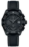 Tag Heuer Aquaracer Automatic Chronograph Special Edition Titanium Grey Dial Black Leather Strap Watch for Men - CAY218B.FC6370