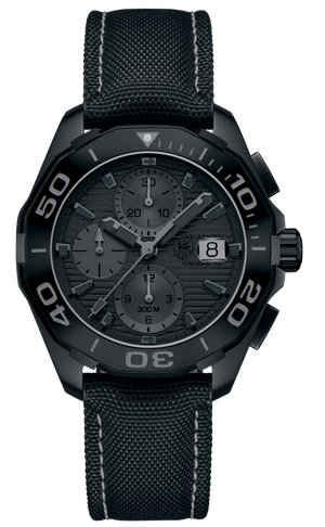  Shop Authentic Tag Heuer Aquaracer Automatic Chronograph Special Edition Titanium Grey Dial Black Leather Strap Watch for Men - CAY218B.FC6370 - Luxxuri