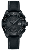  Shop Authentic Tag Heuer Aquaracer Automatic Chronograph Special Edition Titanium Grey Dial Black Leather Strap Watch for Men - CAY218B.FC6370 - Luxxuri