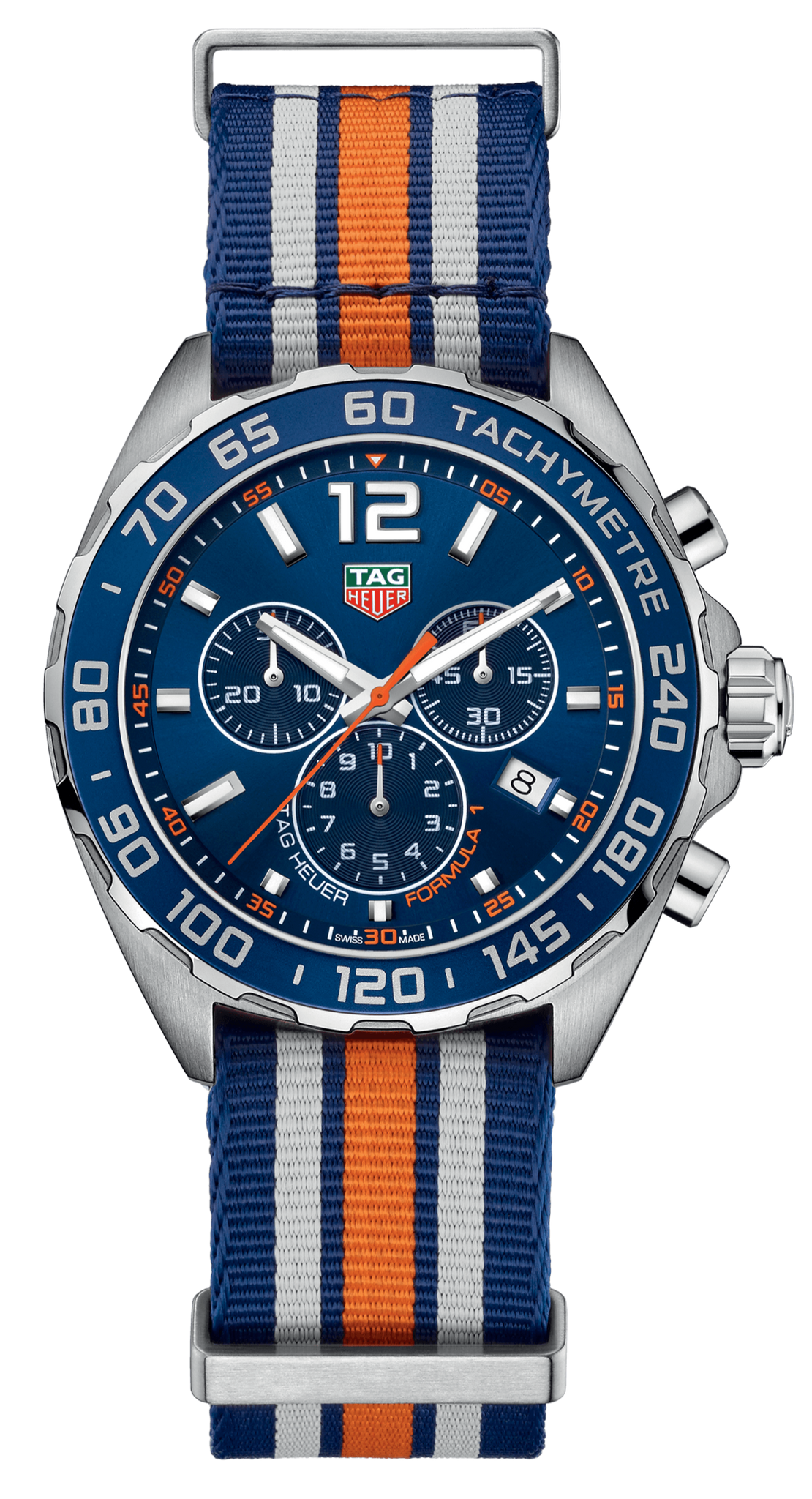 Tag Heuer Formula 1 Chronograph 43mm Blue Dial NATO Strap Watch for Men - CAZ1014.FC8196