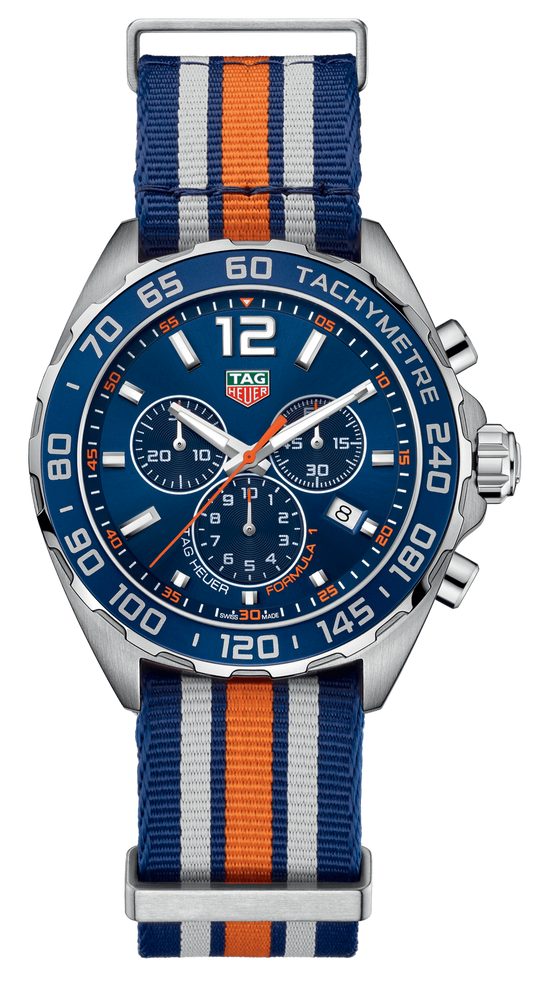 Tag Heuer Formula 1 Chronograph 43mm Blue Dial NATO Strap Watch for Men - CAZ1014.FC8196