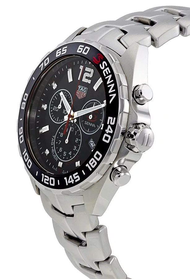 Tag Heuer Senna Chronograph Special Edition Black Dial Silver Steel Strap Watch for Men - CAZ1015.BA0883