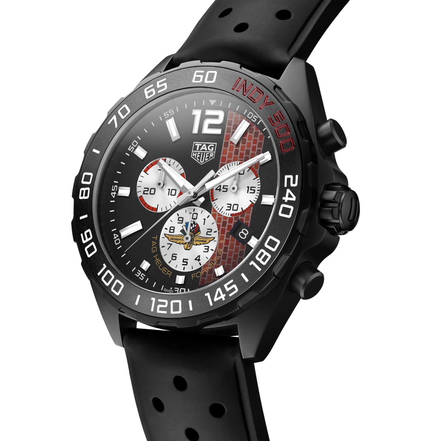  Shop Authentic Tag Heuer Formula 1 Indy 500 Limited Edition Chronograph Black Dial Black Rubber Strap Watch for Men - CAZ101AD.FT8024 - Luxxuri