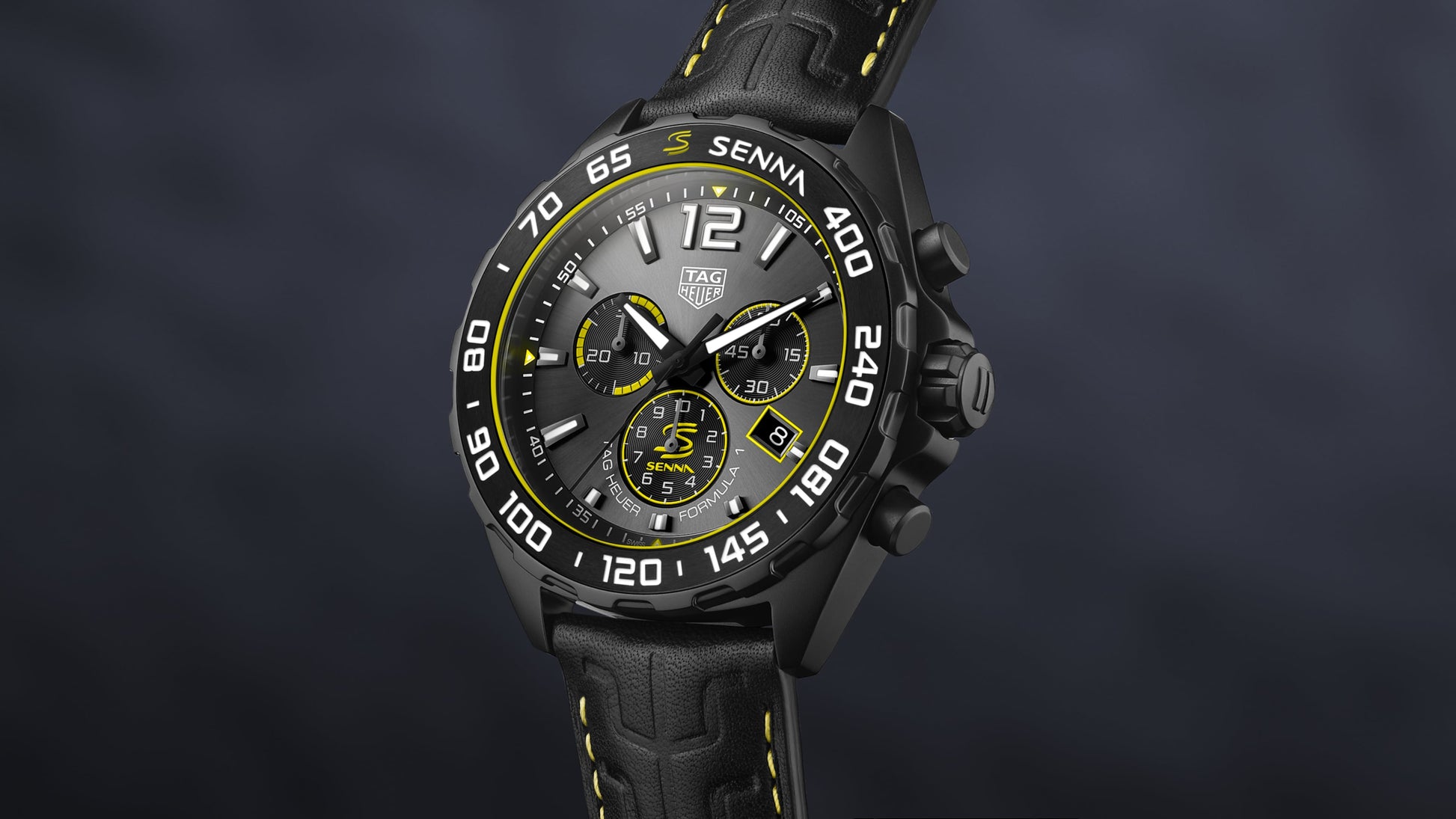  Shop Authentic Tag Heuer Formula 1 Chronograph Senna Black Dial Black Leather Strap Watch for Men - CAZ101AJ.FC6487 - Luxxuri