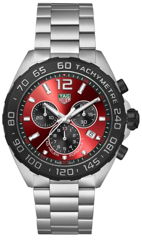  Shop Authentic Tag Heuer Formula 1 Chronograph Red Dial Silver Steel Strap Watch for Men - CAZ101AN.BA0842 - Luxxuri