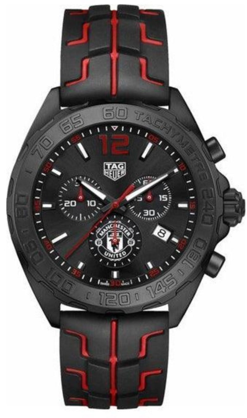 Shop Authentic Tag Heuer Formula 1 Manchester United Limited Edition Black Dial Black & Red Rubber Strap Watch for Men - CAZ101J.FT8027 - Luxxuri