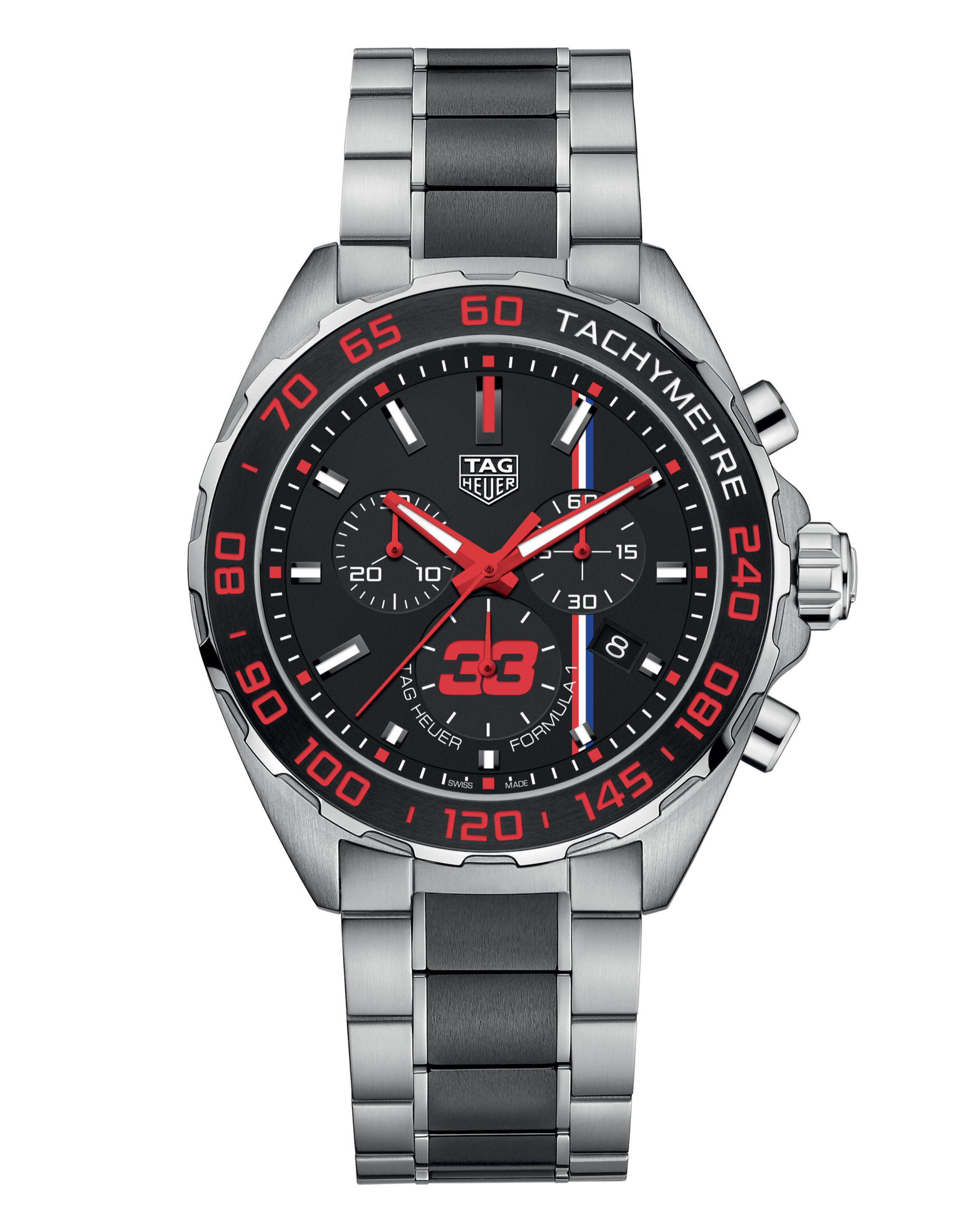 Tag Heuer Formula 1 Max Verstappen Limited Edition Grey Dial Two Tone Steel Strap Watch for Gents - CAZ101U.BA0843