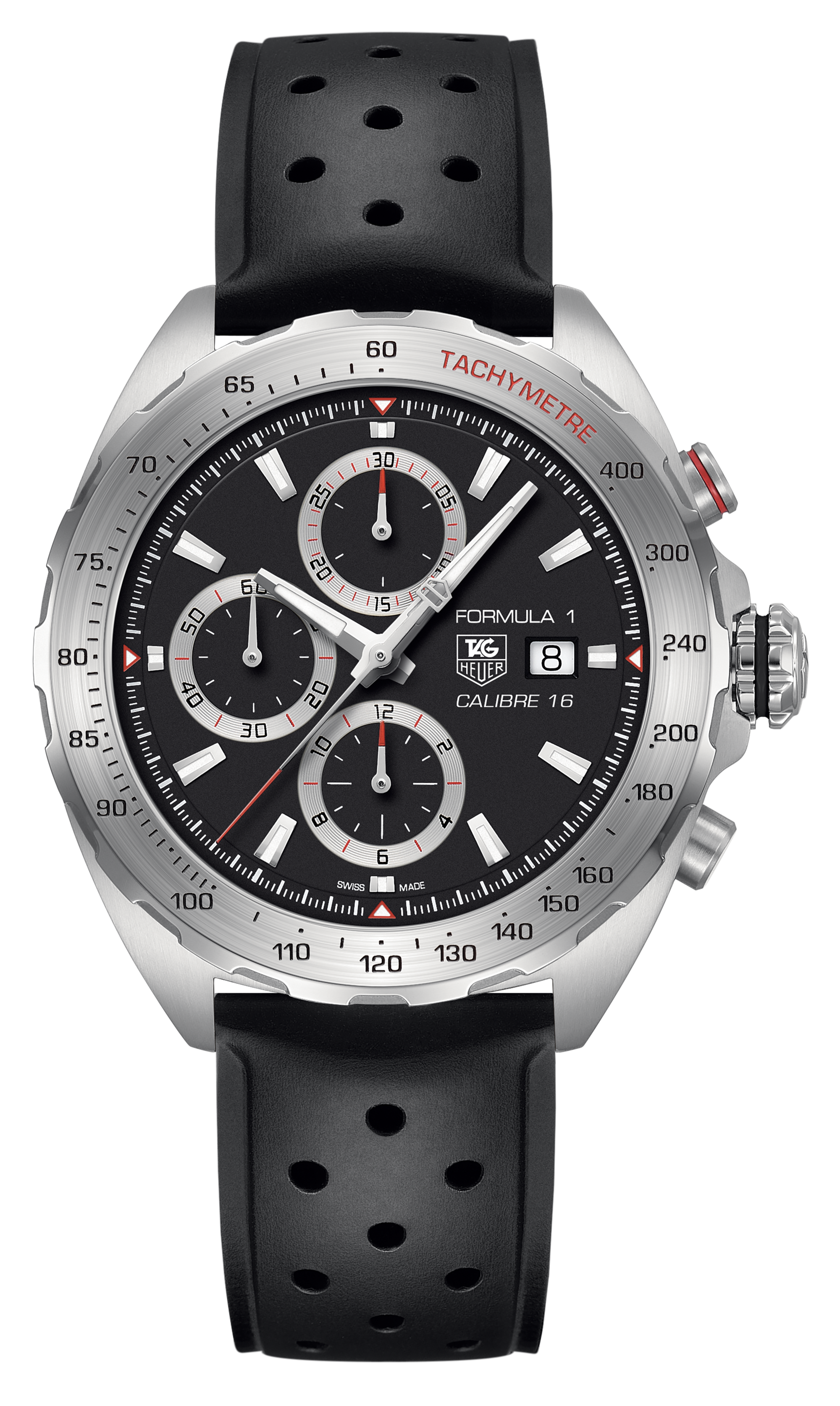 Tag Heuer Formula 1 Calibre 16 Black Dial Black Leather Strap Watch for Men - CAZ2010.FT8024