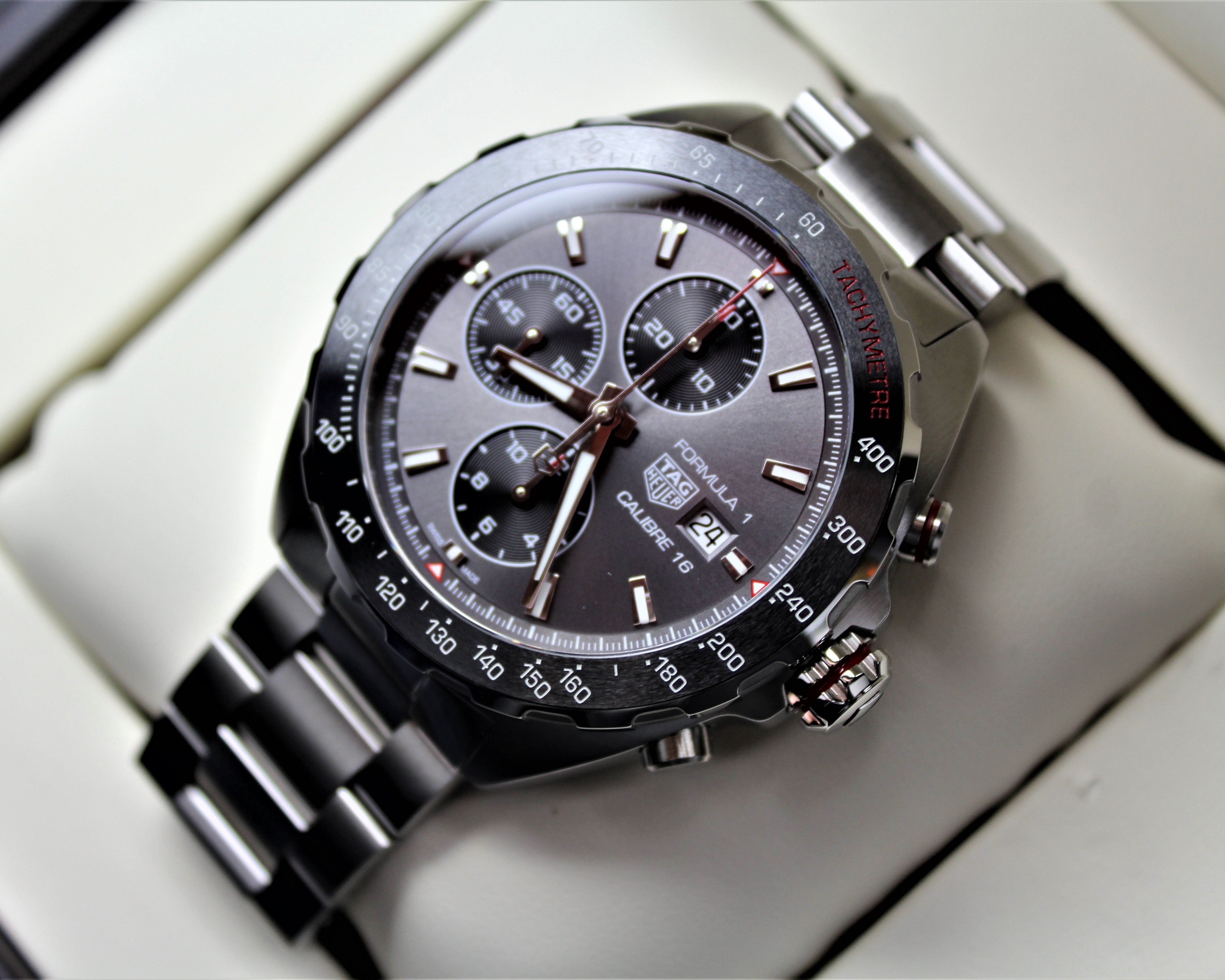 Tag Heuer Formula 1 Automatic Chronograph Grey Dial Silver Strap Watch for Men - CAZ2012.BA0876
