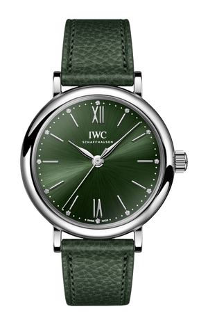  Shop Authentic IWC Portofino Automatic Automatic Green Dial Green Leather Strap Watch for Women - IW357412 - Luxxuri