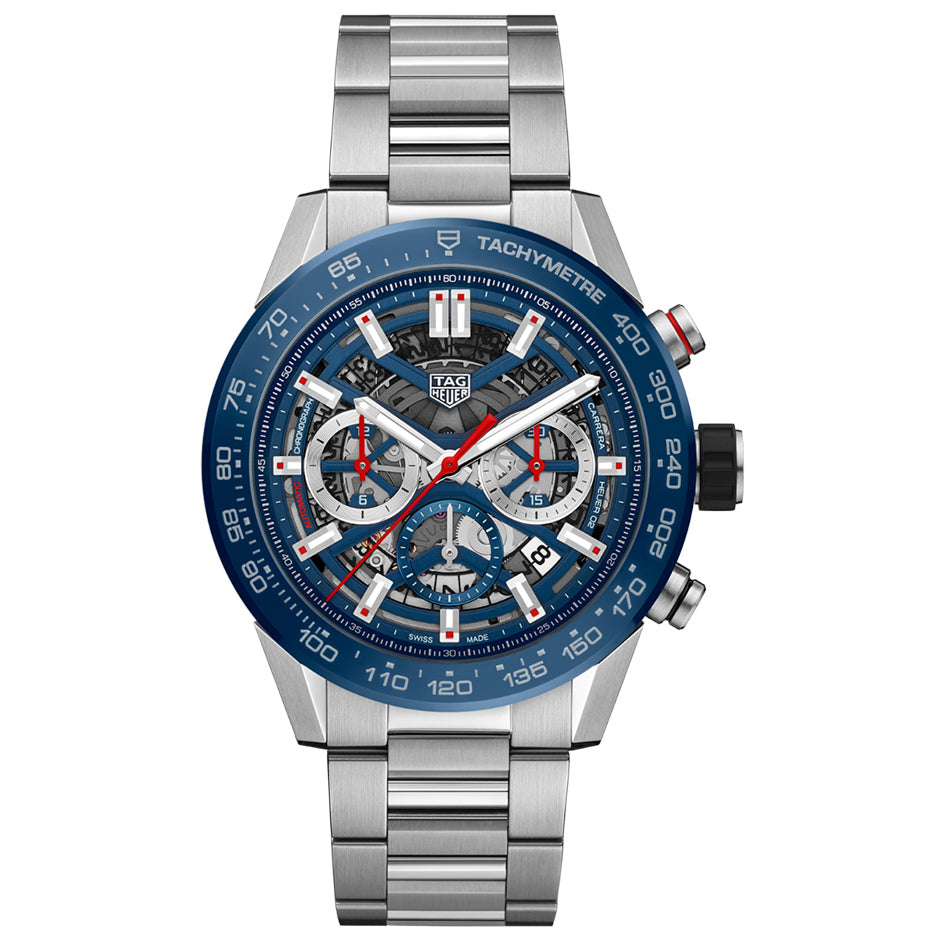 Shop Authentic Tag Heuer Carrera Chronograph Blue Dial Silver Steel Strap Watch for Men - CBG2A11.BA0654 - Luxxuri